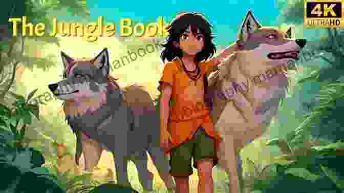 A Depiction Of Mowgli, A Young Boy Raised By Wolves, Exploring The Jungle, His Eyes Wide With Curiosity And Wonder The Jungle Rudyard Kipling